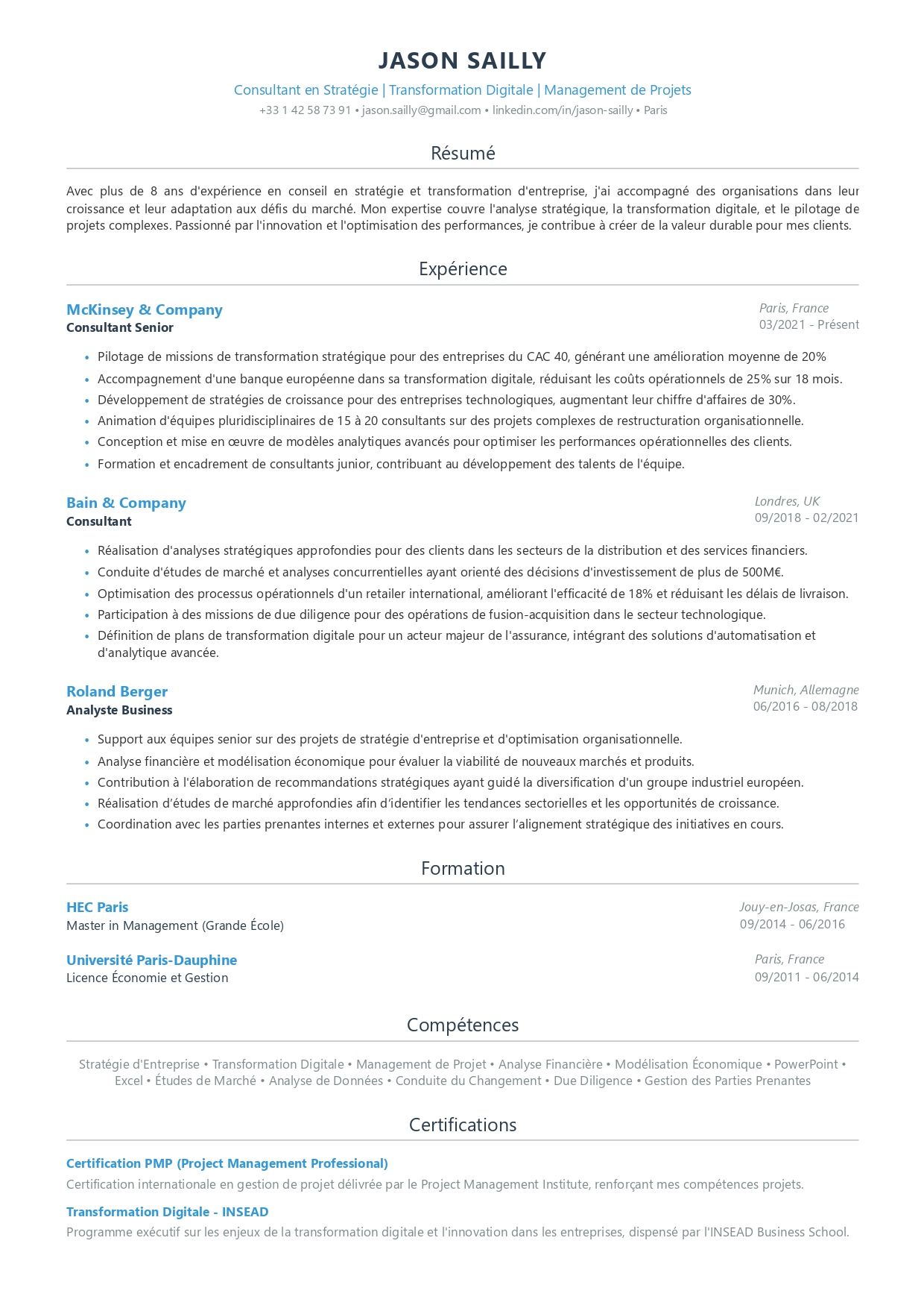 Modèle de CV international numéro 18 par CVByAI
