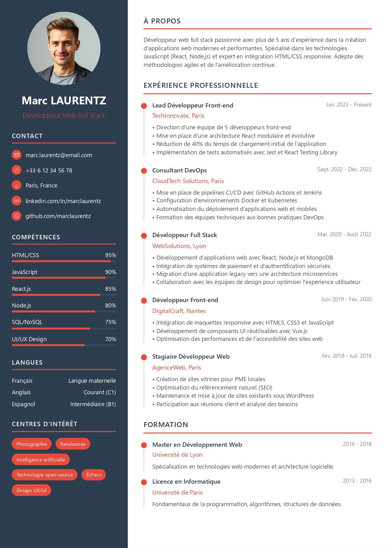 Modèle de CV classique coloré numéro 19 par CVByAI