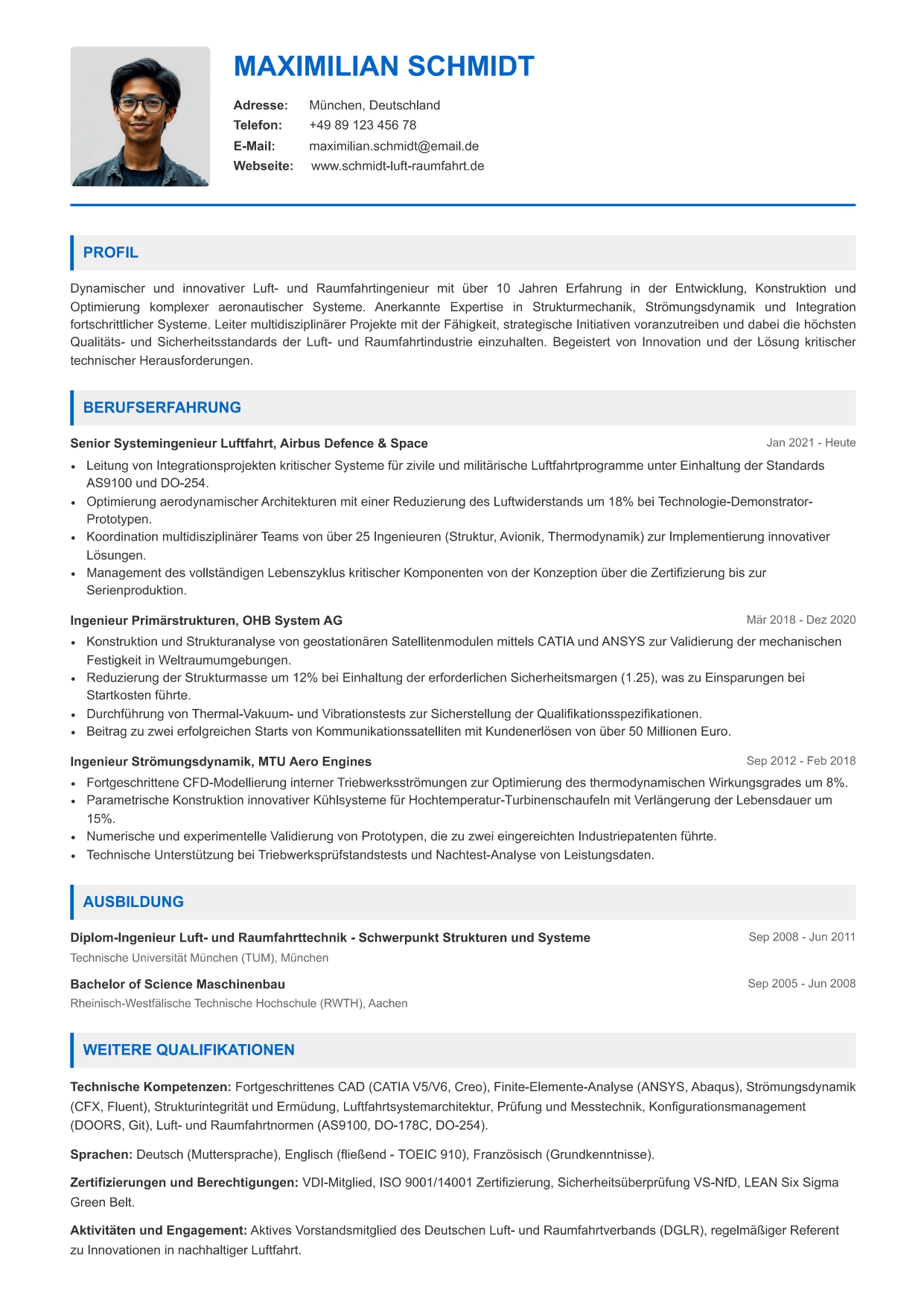 Lebenslauf Vorlage Design 205 von CVByAI