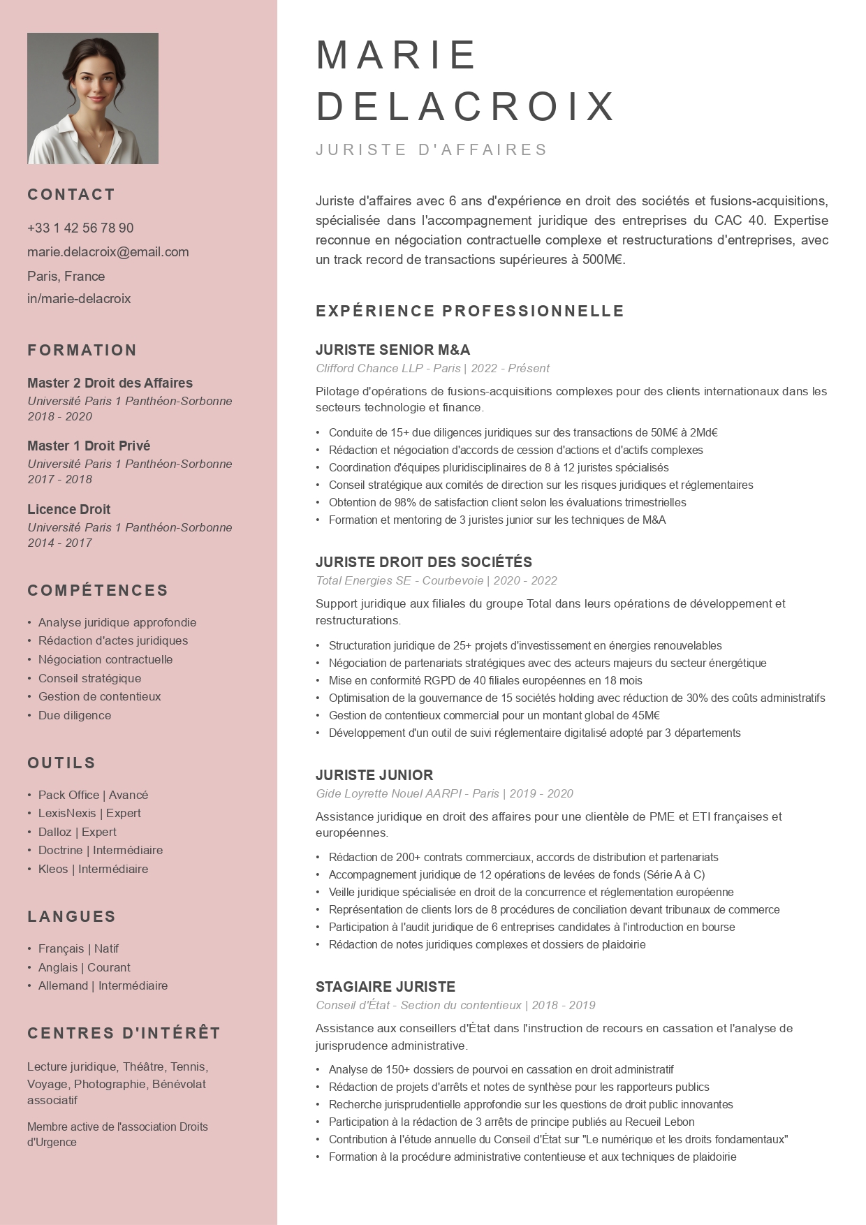 Modèle de CV pour stage numéro 26 par CVByAI