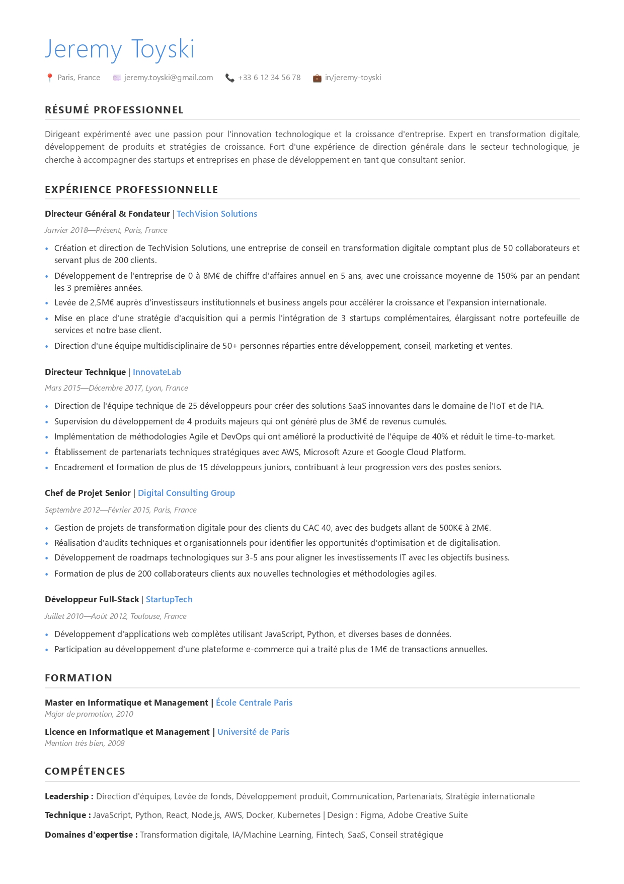 Modèle de CV fonctionnel numéro 28 par CVByAI
