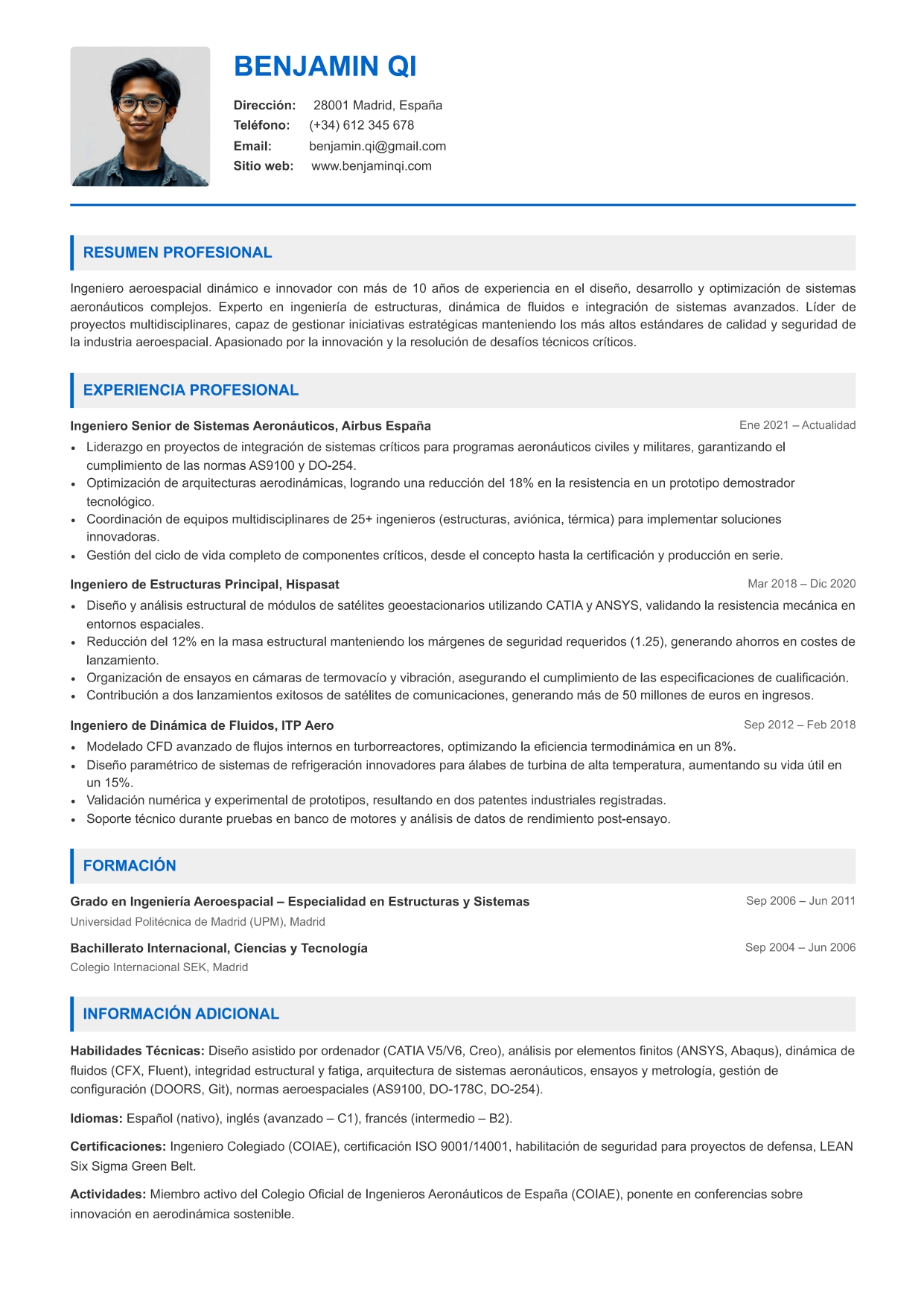 Plantilla de CV moderna sin foto número 3 de CVByAI