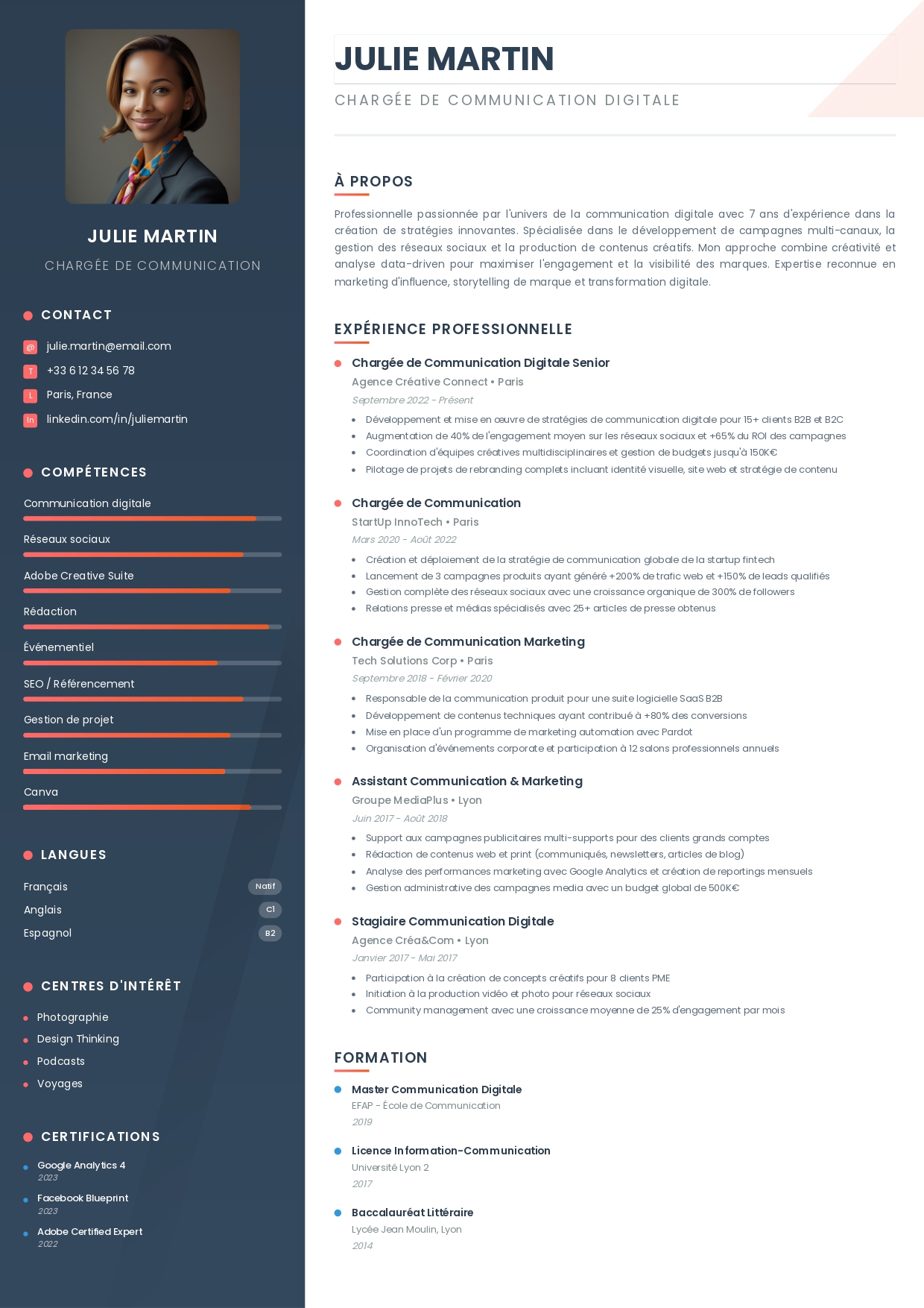 Modèle de CV structuré avec sections claires numéro 32 par CVByAI