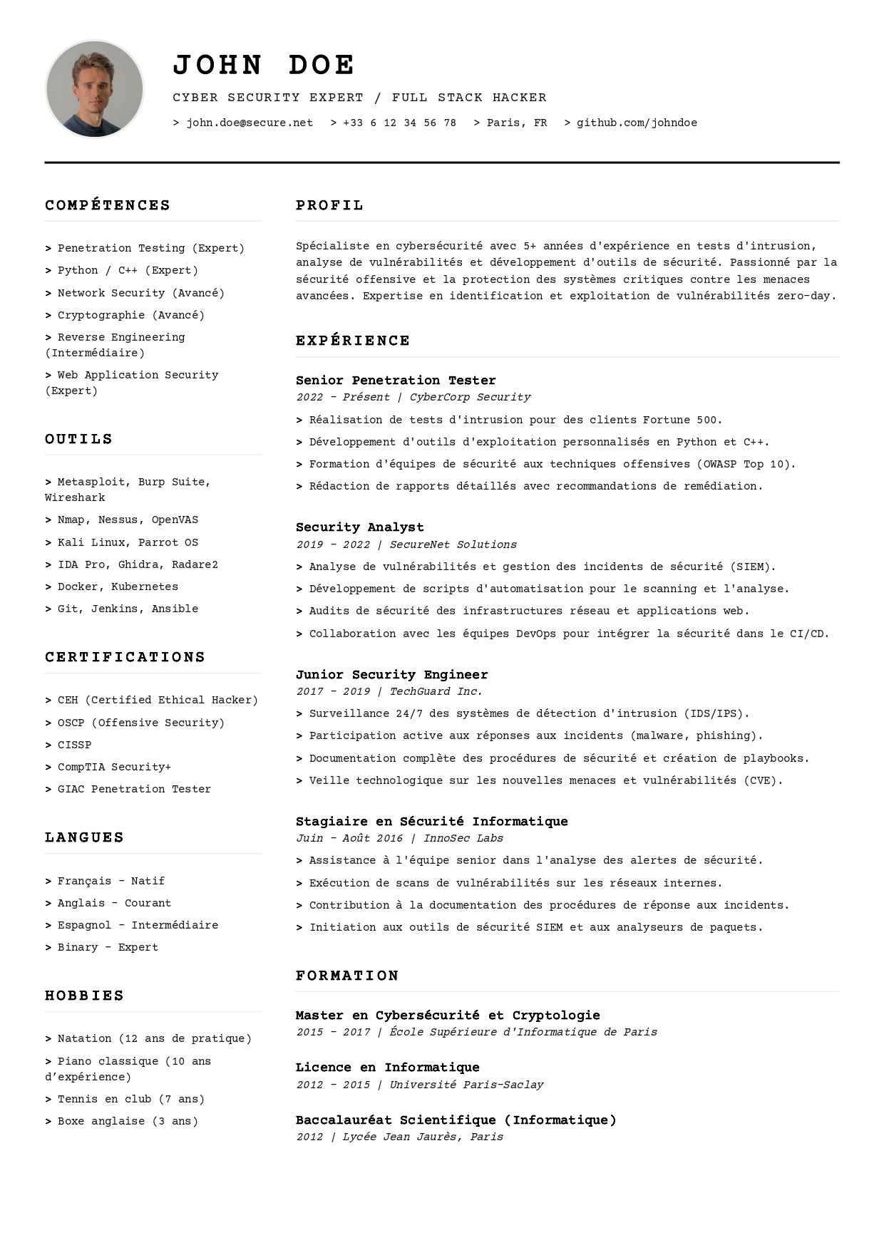 Modèle de CV moderne sans photo numéro 34 par CVByAI