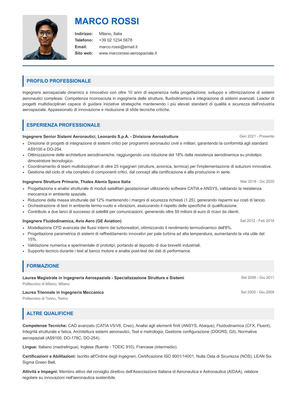 Modello di CV moderno senza foto numero 402 di CVByAI