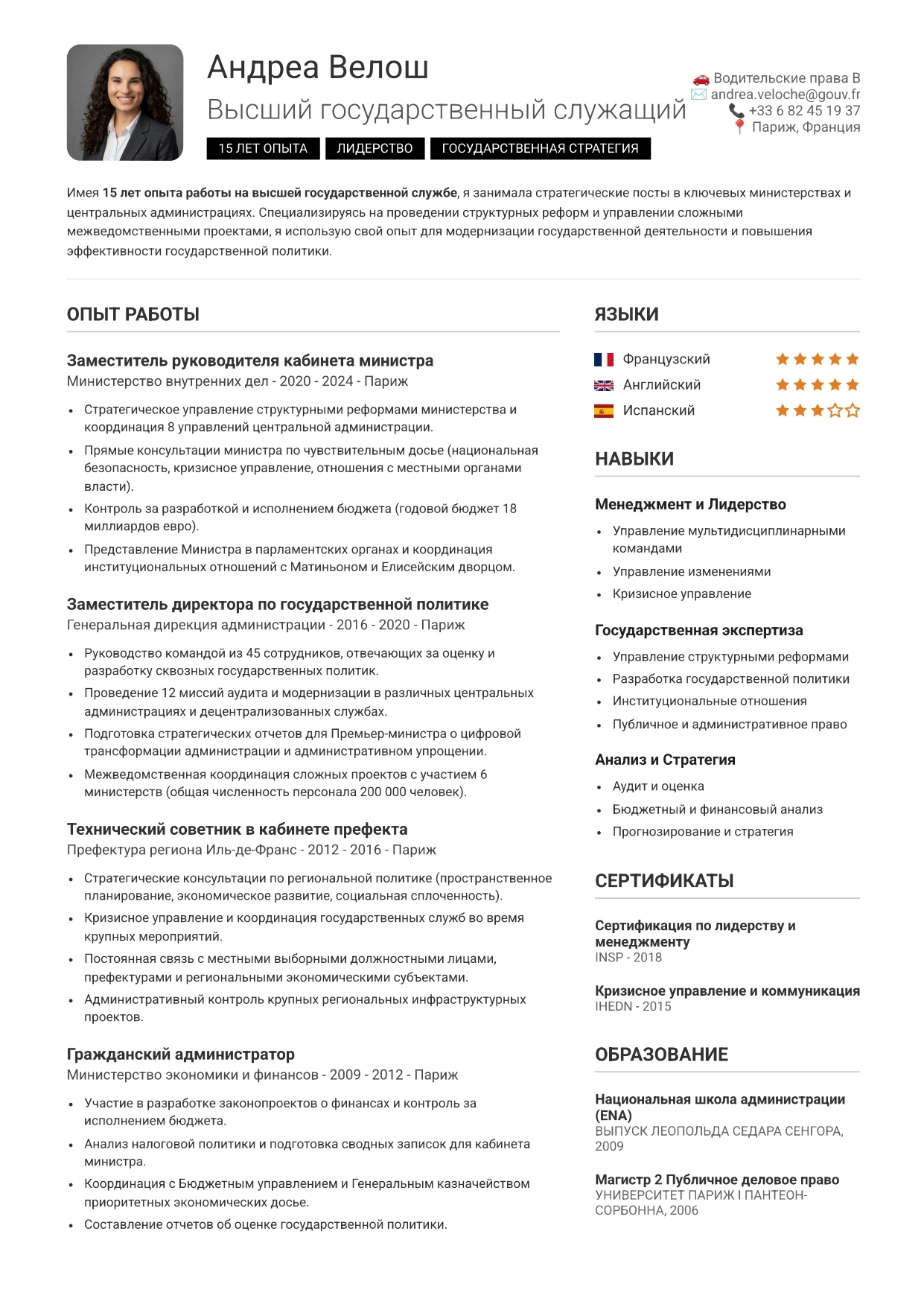 Современный шаблон резюме без фото номер 703 от CVByAI